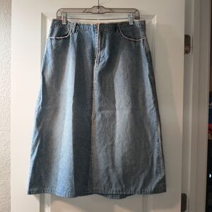 RARE Y2K Sundance Denim Midi Skirt Sz 12 Cotton Western Boho Discontinued READ